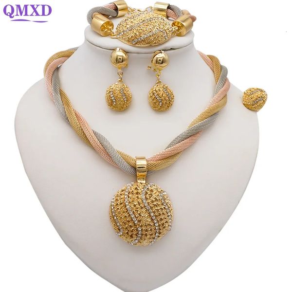 Conjuntos de joyería de boda, diseño fino de Dubai, Color dorado africano para mujer, conjunto de collar, regalos de disfraces indios 231012