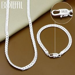 Conjuntos de joyería de boda DOTEFFIL 925 Plata de ley 81618202224 pulgadas 6mm cadena lateral collar pulsera para mujer hombres moda encanto joyería de boda 231025