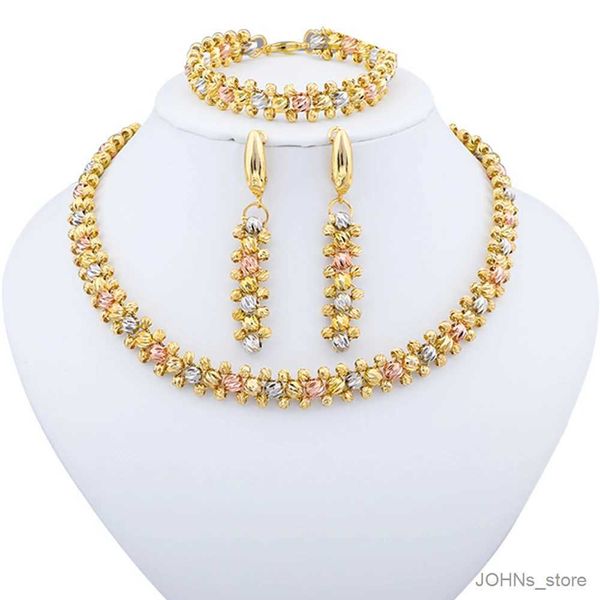 Ensembles de bijoux de mariage Dubai coloré collier boucles d'oreilles Bracelet ensemble de bijoux bijoux indiens de luxe mode Style dîner fête quotidien vêtements accessoire R231207