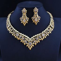 Ensembles de bijoux de mariage Dubai couleur or collier boucles d'oreilles ensemble pour femme fille cadeau 231216