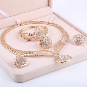 Ensembles de bijoux de mariage Dubai plaqué or nigérian perles africaines cristal ensemble de bijoux de mariée strass parure éthiopienne 231116