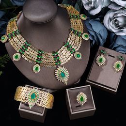 Conjuntos de joyería de boda, collar de Dubái, anillos para fiesta de boda nupcial nigeriana, conjunto de joyería nupcial de boda chapado en oro de 24 quilates para mujer 230613