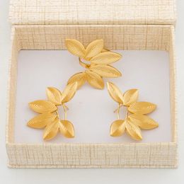 Conjuntos de joyería de boda, conjunto de anillos y pendientes para mujer, diseño de flores de Color dorado brasileño y compromiso de cóctel Bohemia 231201