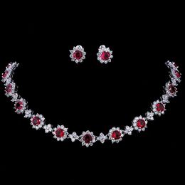 Conjuntos de joyería de boda Em Luxury Cubic Zircon Crystal Collar de novia Pendientes para mujer Fiesta 230215
