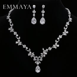 Ensembles de bijoux de mariage EMMAYA marque magnifique AAA CZ pierres ensemble de bijoux blanc cristal fleur fête ensembles de bijoux de mariage pour les femmes 230609