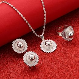 Conjuntos de joyería de boda Conjuntos de color plata etíope Collares pendientes Pendientes Anillo Joyería Habesha 230313