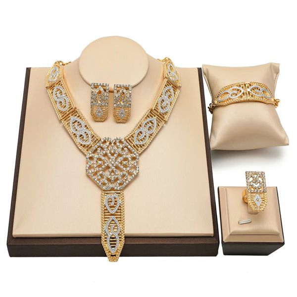 Ensembles de bijoux de mariage exquis Dubai plaqué or 18 carats ensemble de mariée femmes marque nigérian perles africaines Costumer Design bijoux 231130