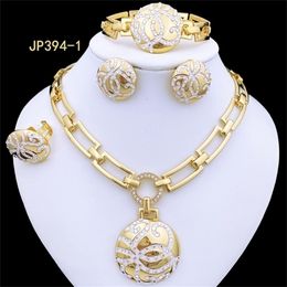 Conjuntos de joyería de boda Moda para mujer Collar Pendientes Conjunto Colgante redondo conjunto de bijoux en o italien 221109