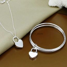 Bruiloft sieraden sets prima 925 sterling zilveren charmes hart ketting armband 6,5 cm sieraden sets vrouwelijke dame vrouwen bruiloft mode set h240504