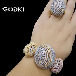 Ensembles de bijoux de mariage GODKI luxe bracelet africain bague mode dubaï mariée pour les femmes brincos para as mulheres 230922