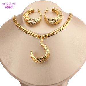 Bruiloft Sieradensets Italiaanse 18k Vergulde Set voor Vrouwen Holle Luxe Sieraden Dubai Ketting en Oorbellen Afrikaanse 230909