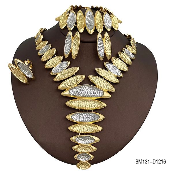 Ensemble de bijoux de mariage Collier de luxe à deux tons en or 18 km