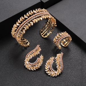 Ensembles de bijoux de mariage Janekelly 3 pièces zircone de mariée complète pour les femmes fête de luxe Dubai Nigeria CZ ensembles de collier en cristal 230920