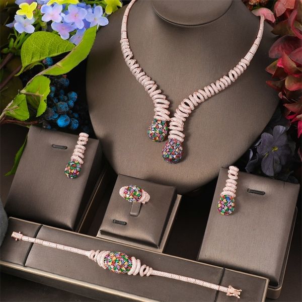Ensembles de bijoux de mariage jankelly Nigeria 4 pièces collier de mariée en zircone pour femmes ensembles plus Dubai CZ cristal 230922