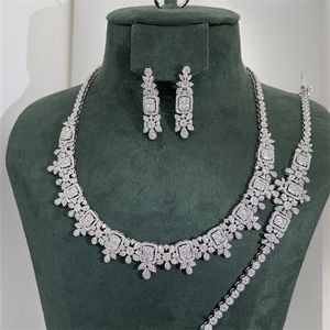 Bruiloft sieraden sets Jankelly trendy mode 2 stks luxe waterdrop Indian for Women Party Dubai Bridal Jewelry 221109