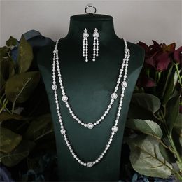 Ensembles de bijoux de mariage kelly, 3 pièces, en zircone, pour femmes, fête de luxe, dubaï, Nigeria, ensembles de colliers en cristal CZ, 221109
