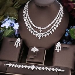 Ensembles de bijoux de mariage kelly 4 pièces zircone de mariée complète pour les femmes fête JK170 luxe dubaï nigéria CZ cristal 221109