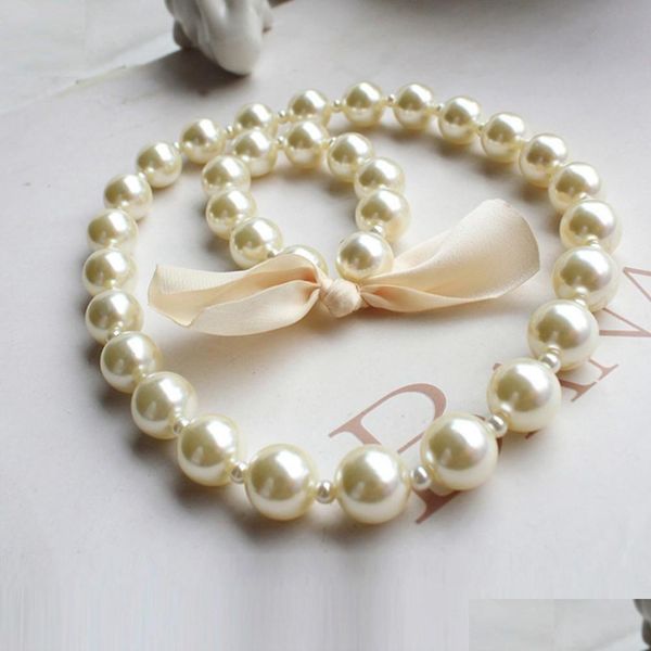 Ensembles de bijoux de mariage pour enfants, ensemble de perles romantiques pour enfants, collier de perles simulées, bracelet, jouet pour petites filles, livraison directe d'anniversaire, Dhas9