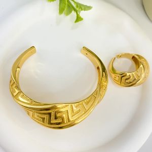 Ensembles de bijoux de mariage de luxe plaqué or 18 carats pour femmes, Bracelet en cuivre de dubaï, bague, accessoires de fête de mariée africaine, cadeau 231219