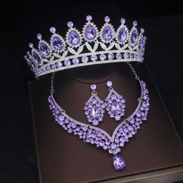 Bruiloft Sieraden Sets Luxe Kristal Bruids Voor Vrouwen Meisje Prinses TiaraCrown Oorbel Ketting Accessoires 230803