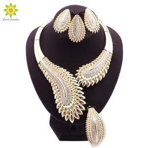 Ensembles de bijoux de mariage de luxe Dubai couleur or grand collier boucles d'oreilles pour femmes accessoires de mariée cadeau bijoux indiens 221109