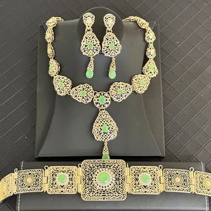 Bruiloft sieraden sets Marokkaanse bruid body ketting oorbellen taille ketting set luxe chique kaFtan set riem verstelbare lengte 230313