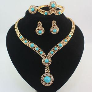 Ensembles de bijoux de mariage de style marocain, collier, boucles d'oreilles, bracelet, bague, ensemble de cadeaux de luxe en cristal pour fête de mariée, 230920