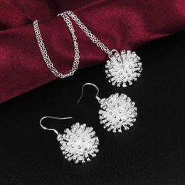 Bruiloft sieraden sets nieuw aankomst charme 925 sterling zilveren vuurwerk hanger ketting oorrang set voor dames mode feest kerstcadeaus h240504