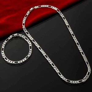 Bruiloft sieraden sets nobel nieuw aankomst zilver 4 mm ketting heren armband ketting set dames kerstcadeau charme