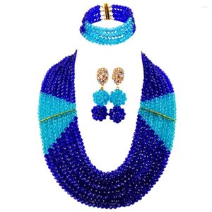 Bruiloft sieraden sets Royal Blue and Lake African kralen ketting set Nigeriaans feest lbsj099