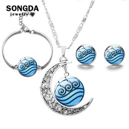 Ensembles de bijoux de mariage SONGDA Avatar lune pendentif collier pour femmes verre Cabochon breloques mode sur le cou cadeaux 230909