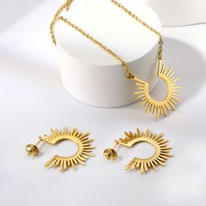 Wedding Jewelry Sets Stainless Steel Set Gold Color Half Circle Shaped of Necklaces and Earrings for Women mayoreo para revender 230808