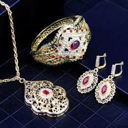 Ensembles de bijoux de mariage Sunspicems Afrique Or Couleur pour Femmes Algérie Bracelet Boucle D'oreille Collier Cristal Accessoires Traditionnels Cadeau 230804