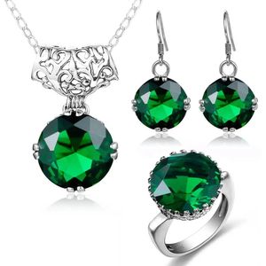 Bruiloft Sieraden Sets Szjinao Zilveren Sieraden Set Voor Vrouwen Echt 925 Sterling Groene Smaragd Oorbellen Hanger Ring Bruids Trendy 231128