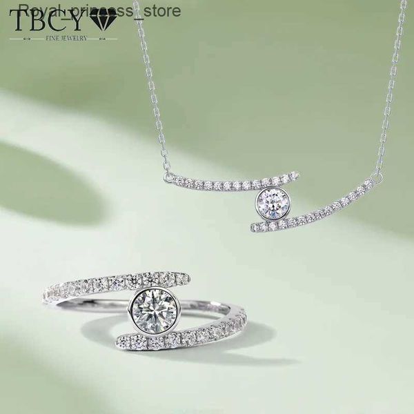 Conjuntos de joyería de boda TBCYD Burbuja redonda S925 Collar colgante de mosonita de plata D VVS1 Diamante Piedra preciosa GRA Conjunto de joyería para mujer Anillo de compromiso Q240316