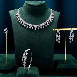 Ensembles de bijoux de mariage TIRIM collier pour femmes coeur goutte d'eau cubique zircone ensemble de bijoux Dubai saoudien fête accessoire de fiançailles 231208