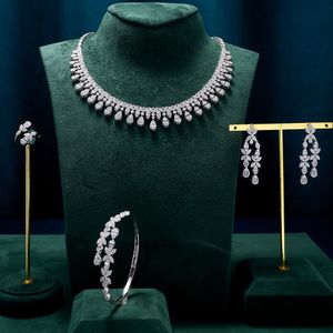 Bruiloft Sieraden Sets TIRIM Ketting voor Vrouwen Hart Waterdruppel Zirconia Sieraden Set Dubai Saudi Party Engagement Accessoire 230804