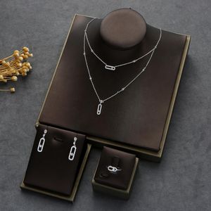 Bruiloft Sieraden Sets Trendy Sierlijke Eerste Ketting Oorbel Ring Armband Sets Stapelbaar Voor Vrouwen Vriendin Vrouw Gift Pendientes Mujer Moda HXN013 230729