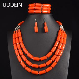 Bruiloft Sieraden Sets UDDEIN Nigeriaanse Bruiloft Indiase Sieraden Sets Bib Kralen Ketting Oorbel Armband Sets Verklaring Kraag Afrikaanse Kralen Sieraden Set 230717