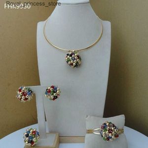 Ensembles de bijoux de mariage, bijoux africains uniques, perles multicolores, pour femmes, FHK9930 Q240316
