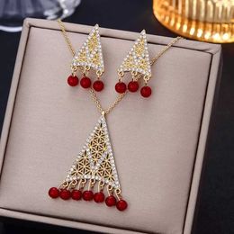 Bruiloft sieraden sets vintage African Pearl River Delta Diamond Necklace Earring Set Indian Crystal Bridal Bijoux