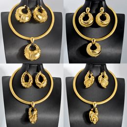 Bruiloft Sieraden Sets ZEADear Afrikaanse Dubai Spiraal Geometrie Hanger Ketting Oorbellen Nigeriaanse 18K Goud Kleur Vrouwen Sieraden Party Gift 230909