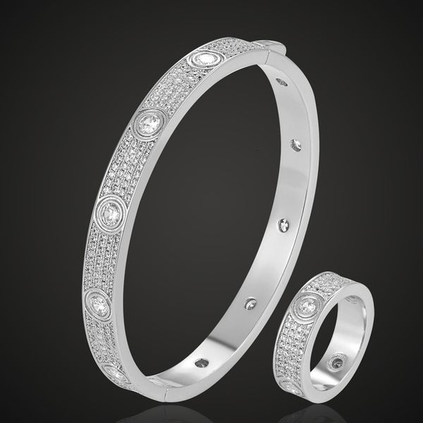 Ensembles de bijoux de mariage Zlxgirl bijoux femmes taille bracelet en cuivre avec anneau ensembles Zircon mariée amour bracelets gratuit 1 pc masque 230717