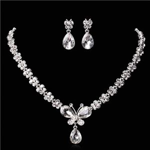 Bijoux de mariage brillant nouveau pas cher 2 ensembles strass bijoux de mariée accessoires cristaux collier et boucles d'oreilles pour le bal Pageant Pa202o