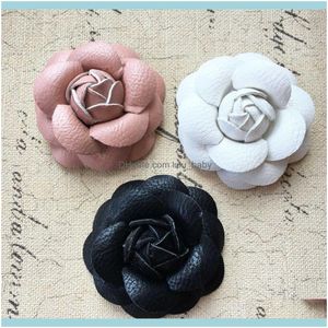 Bruiloft sieraden10PCS/Lot Handgemaakte PU Fabric 3D Camellia Bloem Craft Patch Sticker Fit Women Haar Sieraden Clips Schoenen kleding Diy Drop Deliv