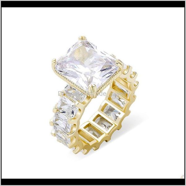 Boda Jewelryluxury Bling Zircon para mujeres Street Fashion 18K Gold Rhodium Plated Geometric Hip Hop Designer Rings Drop Delivery 2021 Mcbqg