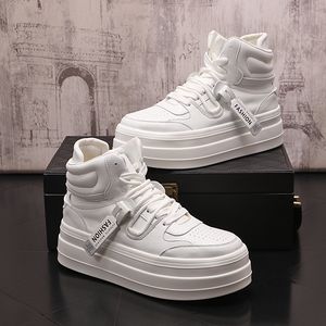 Wedding Lac-Up Brand Fashion Dress Party Shoes High Top Vulcanise Sport Sneakers comfortabele witte ronde teen dikke bodem zakelijke rijtjes w56 1077