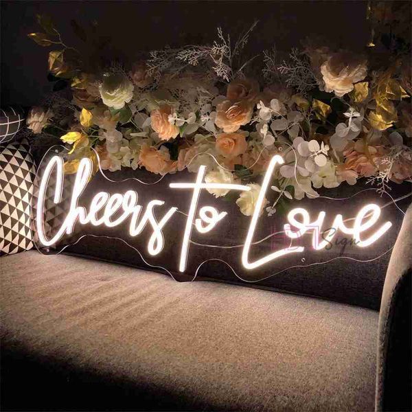 Luces de boda Cheers To Love Led Estética Habitación Colgante de pared Letrero LED de neón para decoración de fiesta Regalos HKD230706