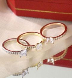Anneaux d'amour de mariage Designer Rectangle Diamant Couple Bague Anneaux Hommes Femmes Proposition Bague de Fiançailles Avec Box1037290
