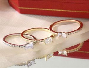 Wedding Love Rings Designer rechthoek Diamant paar band ringen mannen vrouwenvoorstel verlovingsring met box8384990